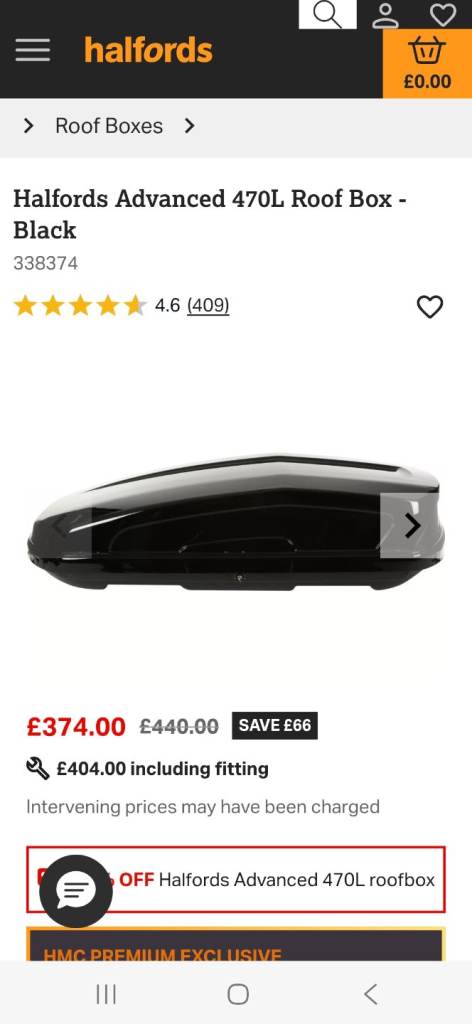 Halfords 470l top box 