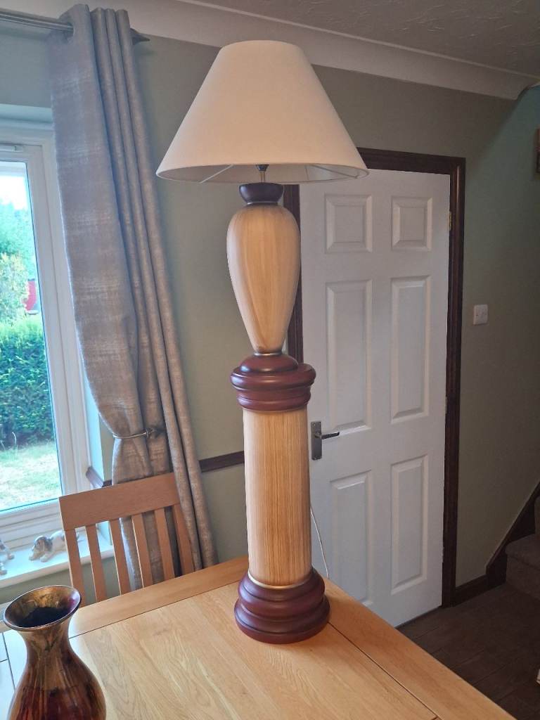 Lovely  porcelain Table Lamp on separate pedestal with Cream Shade