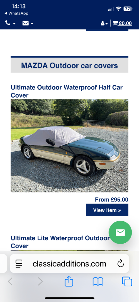 Mazda MX-5 half car cover