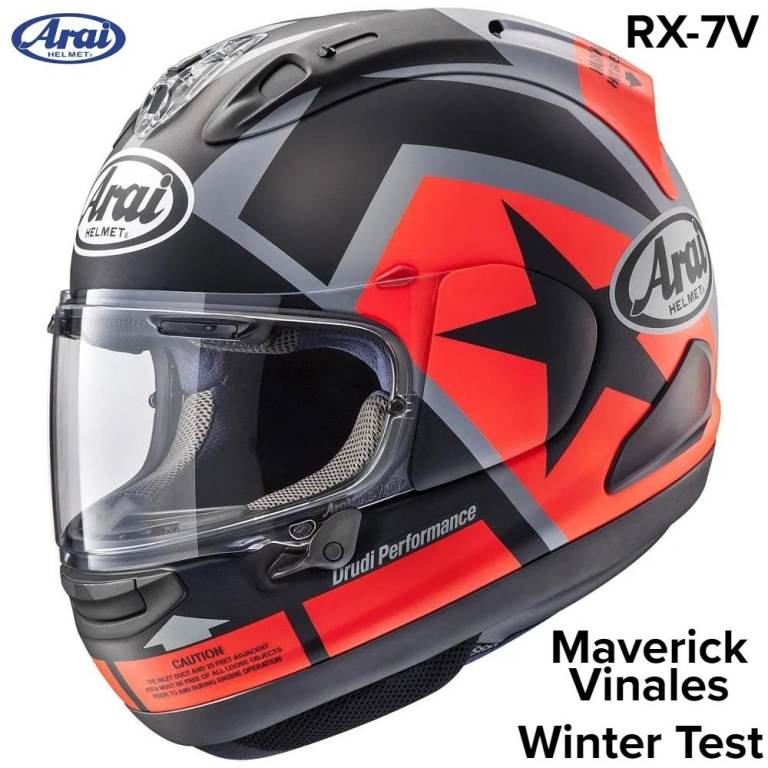 RARE COLLECTORS ITEM #ARAI RX-7 MOTORCYCLE HELMET - MAVERICK VINALES WINTER TEST