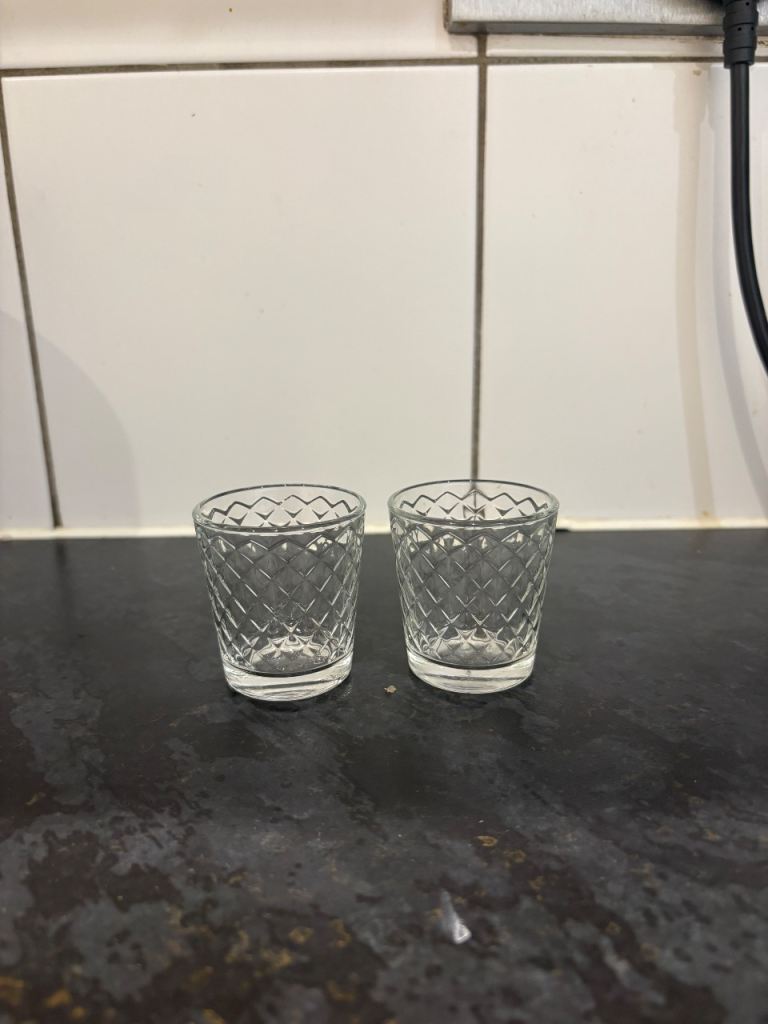 2 Textured Glass Shot Glasses