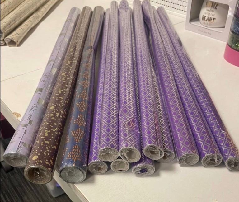 Purple gift wrapping paper job lot new sealed rolls 