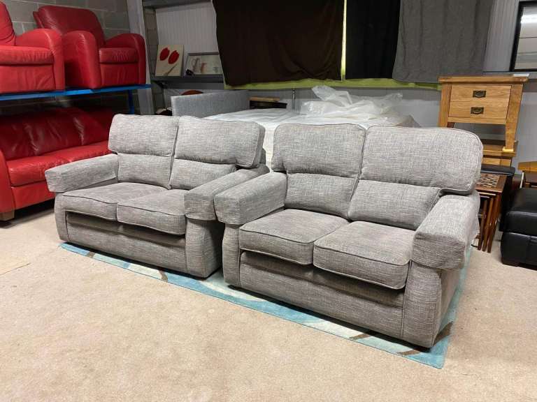 Grey Fabric 2 and 3 Seater Sofas excellent condition 