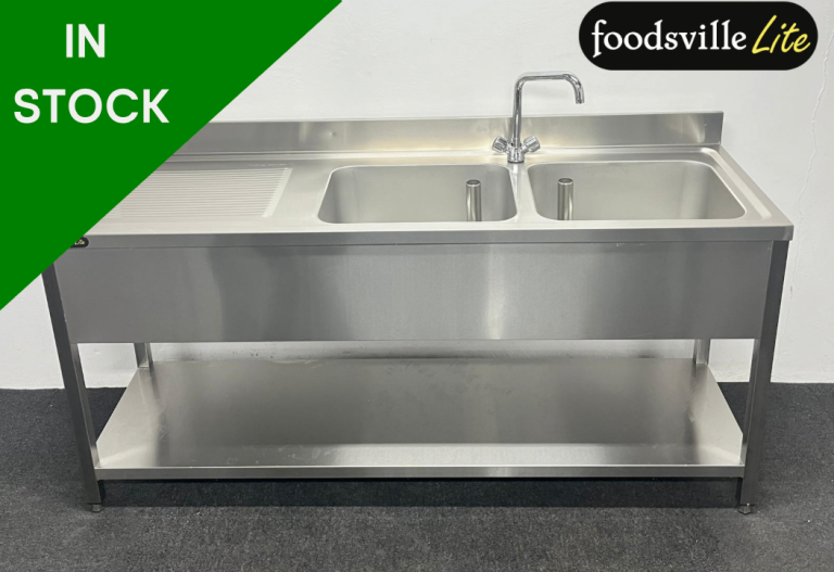 NEW Foodsville Lite 1800mm Stainless Steel Double Bowl Sink With Undershelf - PAY OVER 3 MONTHS!