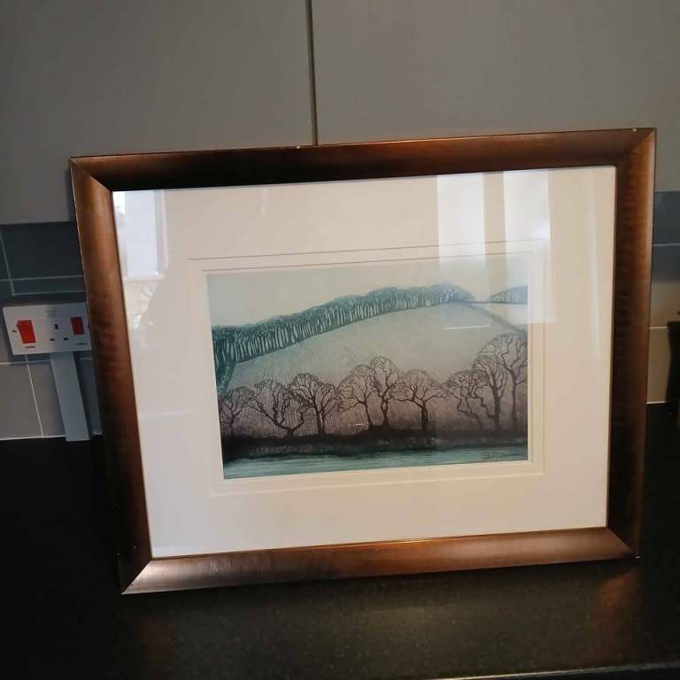 Picture Landscape In Frame And Glass Signed Print Cecil Laughton Nicely Framed VGC