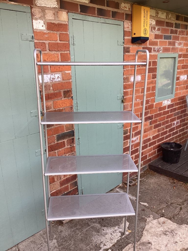 Silver Metal Shelving Unit – Good Condition