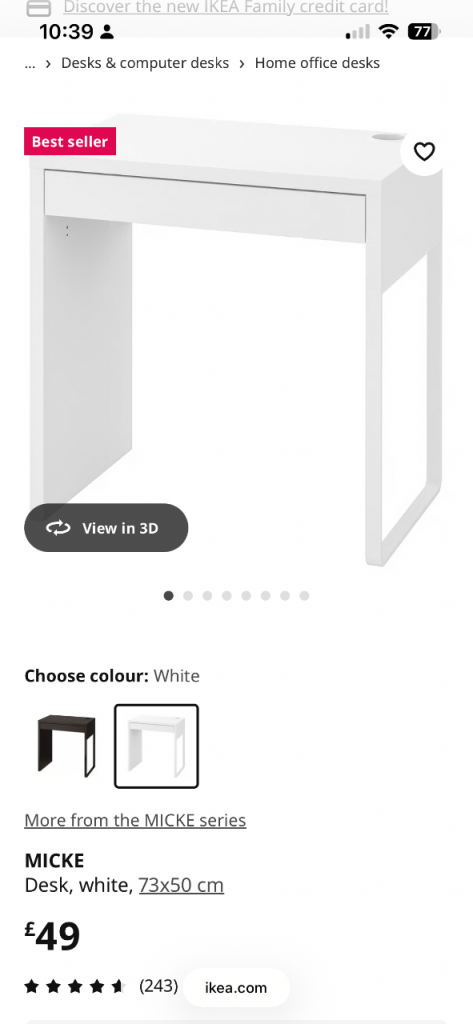 IKEA Micke white desk