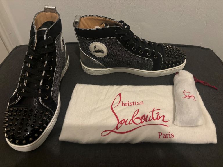 Christian Louboutin Spiked High-Top Trainers - Black, As Good As New