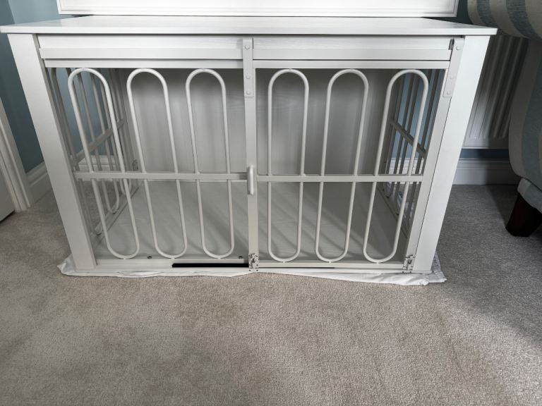 Wooden dog crate with sliding door