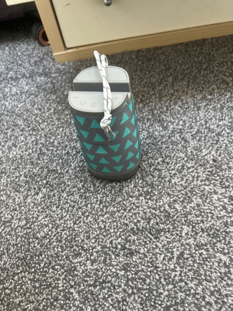 Portable Bluetooth Speaker - Grey and Teal, Good Condition
