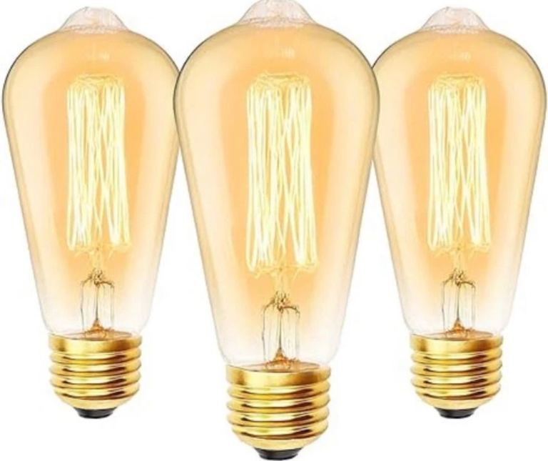 E27 60W Edison Screw Bulb, ST64 Vintage Light Bulbs, Warm White 2700K Dimmable