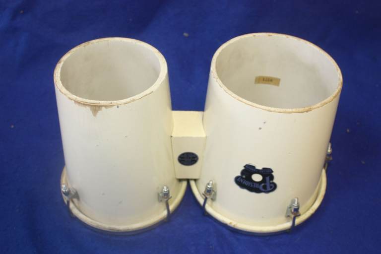 Vintage 1960s Dallas President White Bongo Drums 5.1/2 inch + 6.1/2 inch ~ 7.1/2 inch deep £125 ono
