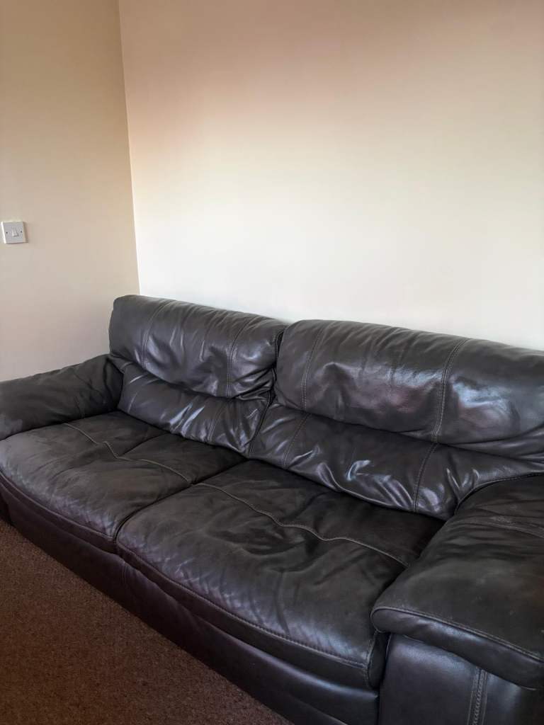 Graphite leather 3 piece suite