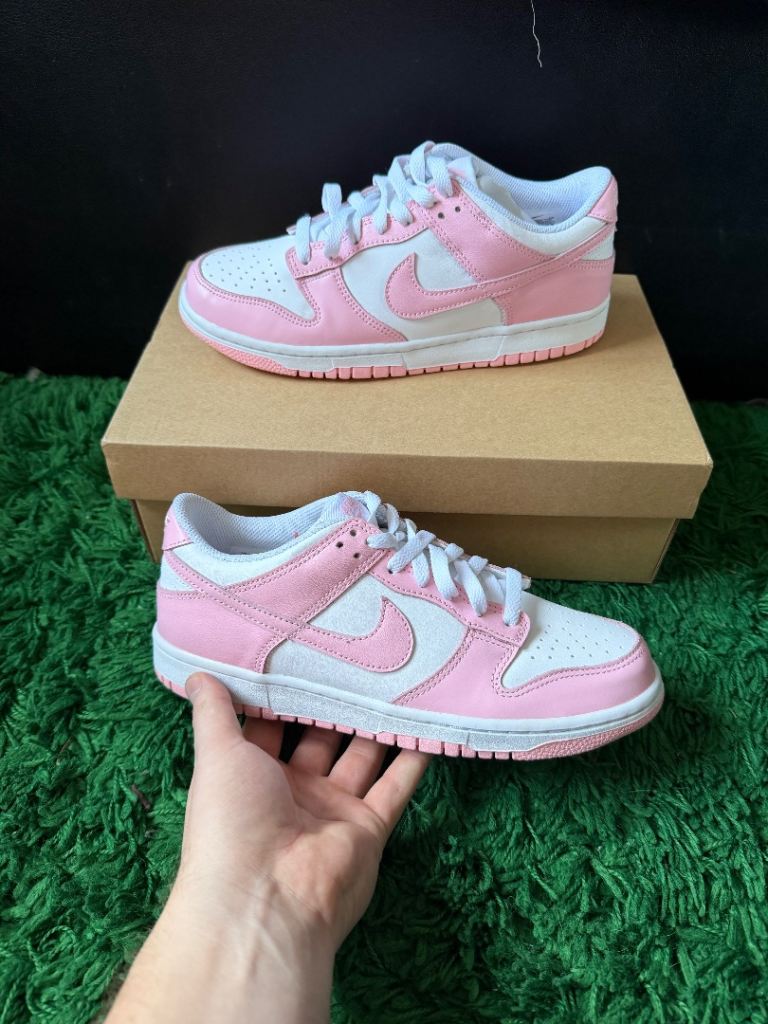 Pink & white Nike dunk low trainers shoes running walking casual size UK 6