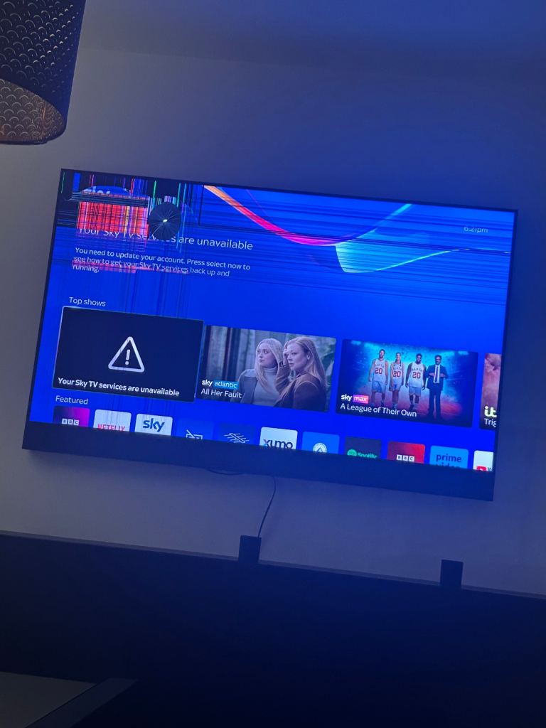 65 inch sky glass cracked screen 