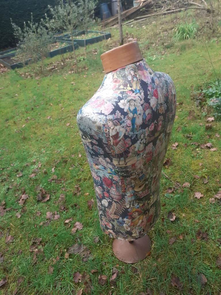 Rare vintage art deco mannequin torso - decoupage paper