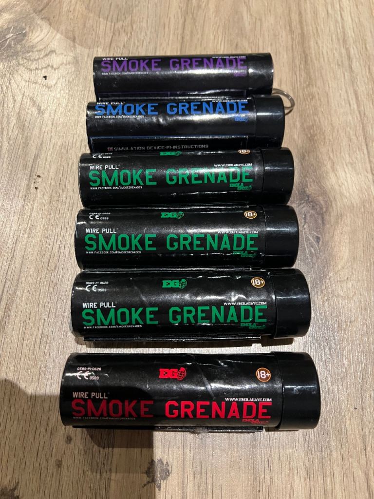 image for Enola Gaye Wire Pull Smoke Grenades x6 – Mixed Colours – Photography / Video FX
