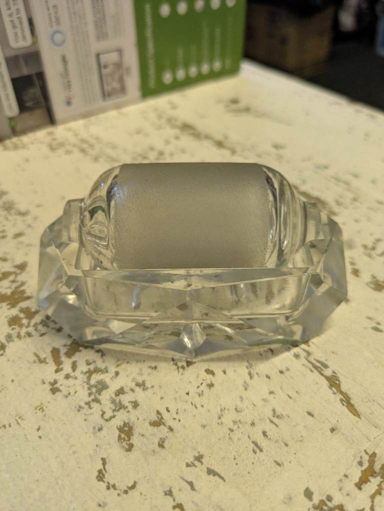 Antique cut glass 1930s stamp wetter