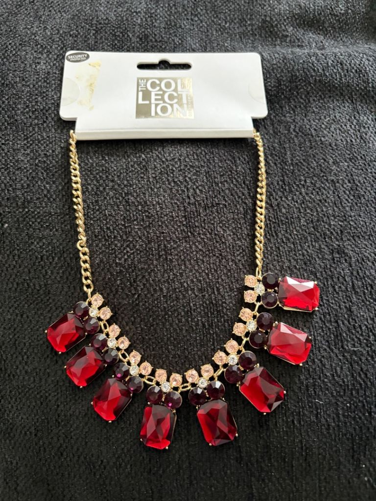 The Collection Red Gemstone Necklace – Brand New with Tag