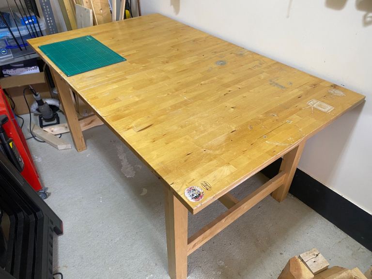 Free dining table turned into a workbench