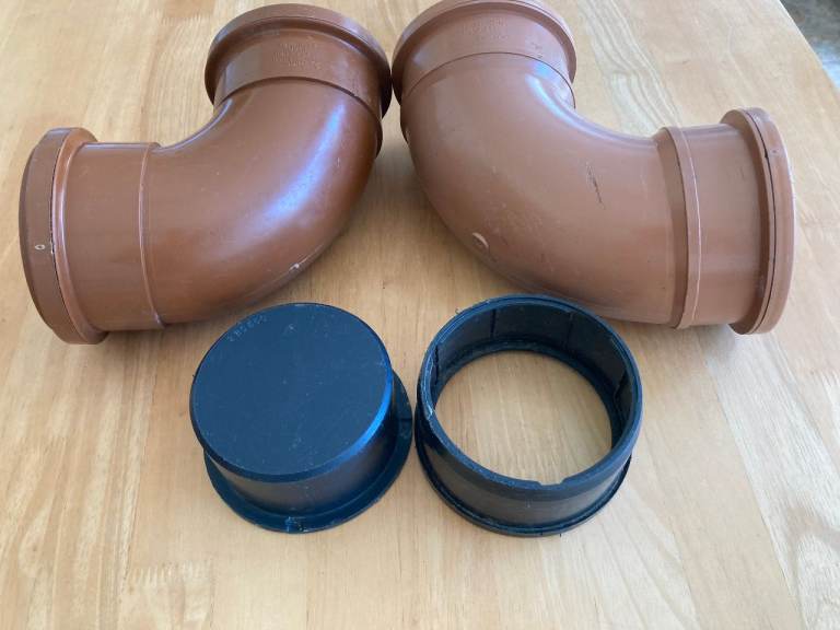 4 x 110mm Below Ground Push Fit connectors 0 & 875 degrees brown, Lubricant Gel