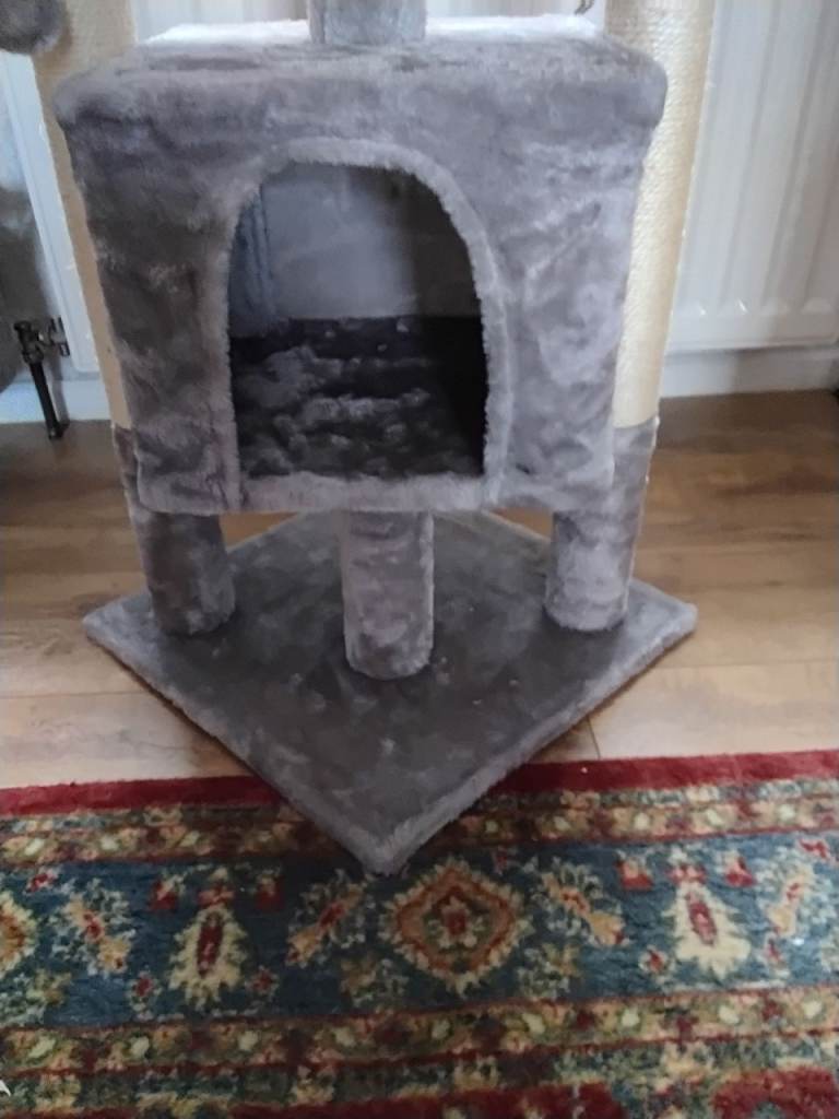 Grey Cat Tree with Beds and Scratching Posts