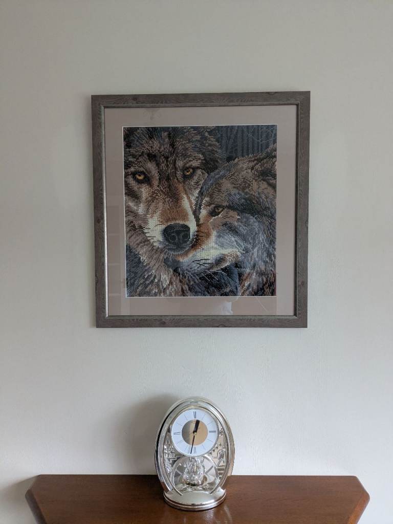 Diamond art wolf picture.  Professionally framed