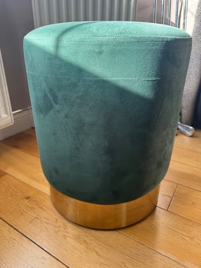 PRICE REDUCTION 3 x Green Velvet Stool with Gold Base – As Good As New