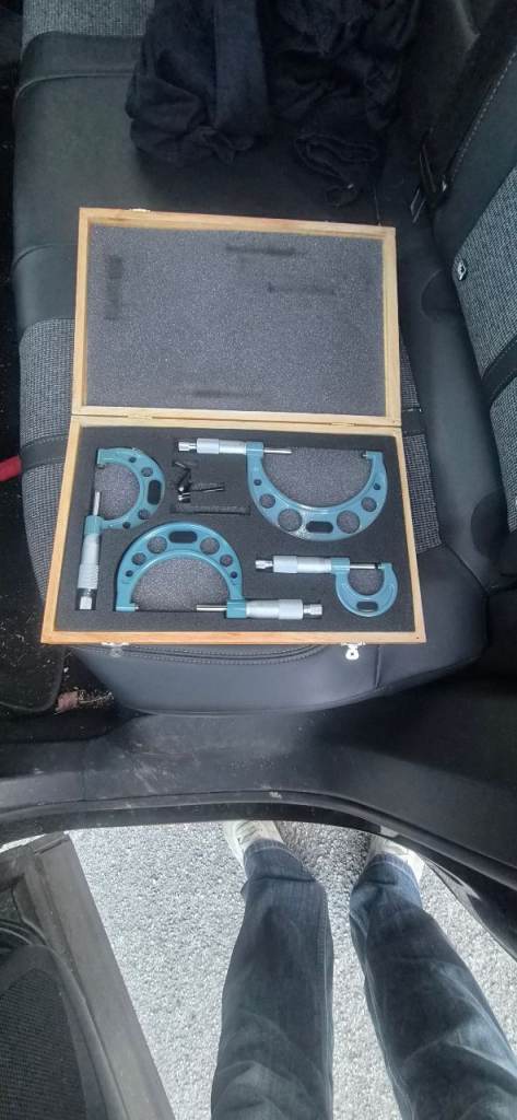 Set of 4 Micrometers in Wooden Box – Good Condition
