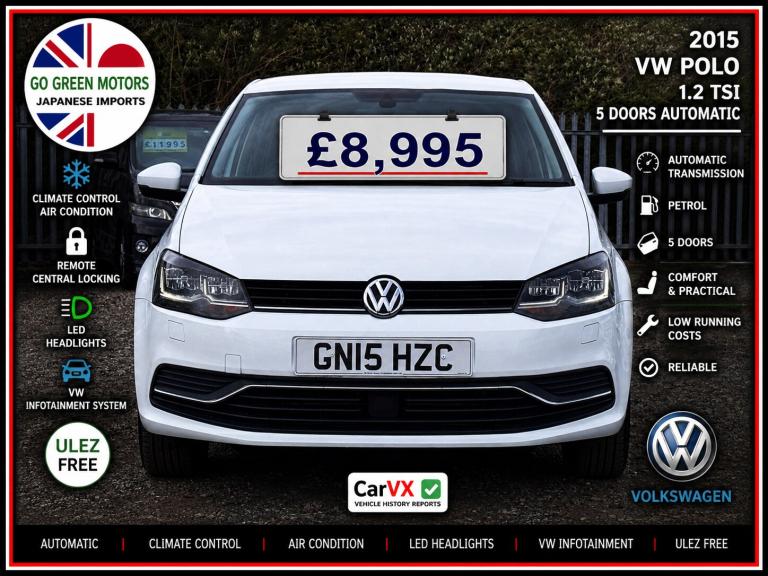 2015 Volkswagen Polo 1.2 TSI SE 5door Automatic DSG AC Auto BT FVWSH Apple CarPlay HATCHBACK Petr...
