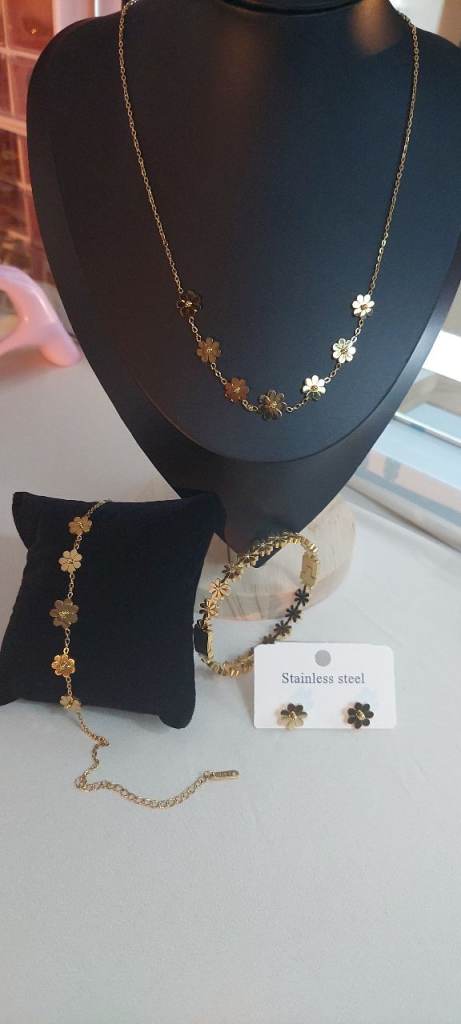 Daisy Flower set 18k Stainless steel jewellery women gift fashion accessories 