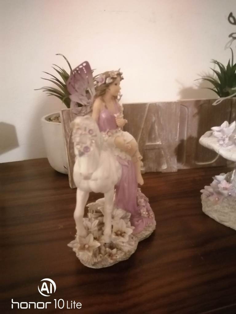 Pair of Decorative Fairy and Unicorn Figurines