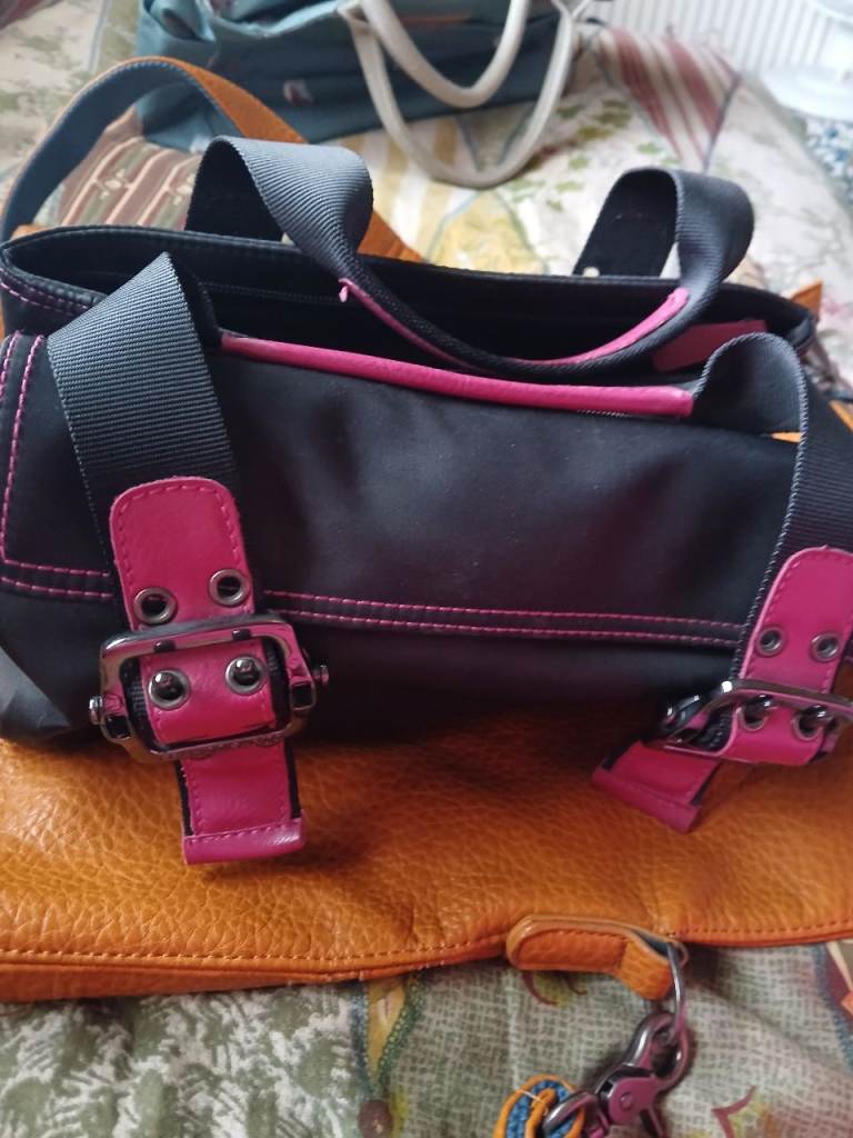 Pink and black handbag 