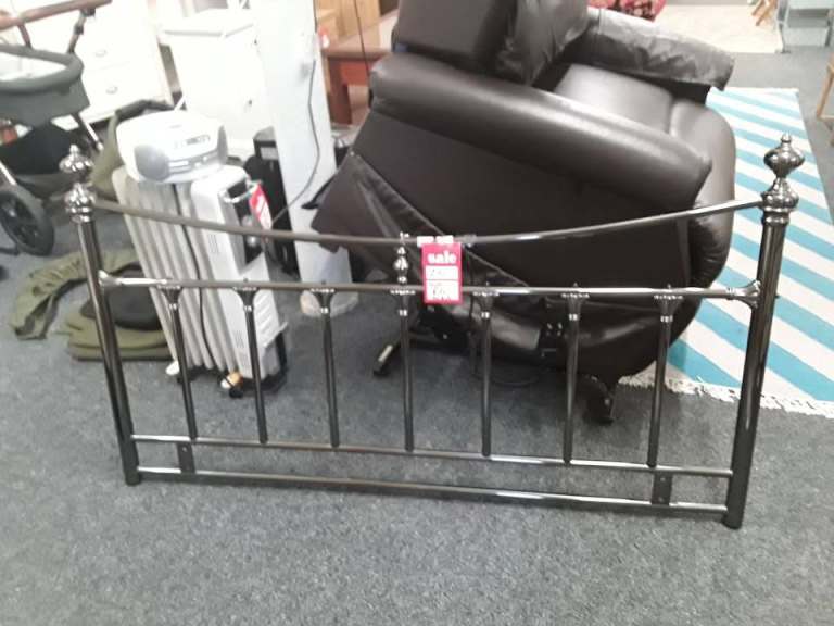 Chrome curved DOUBLE headboard Copley Mill Low Cost Moves 2nd Hand Items STALYBRIDGE SK15 3DN