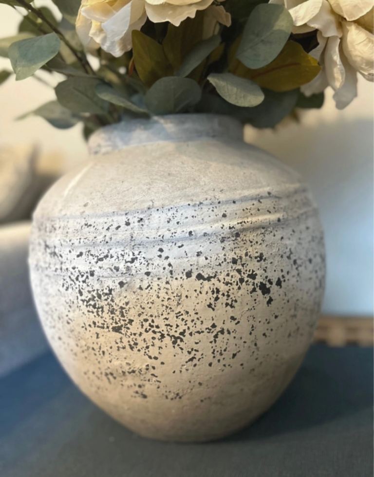 Large distressed rustic vase