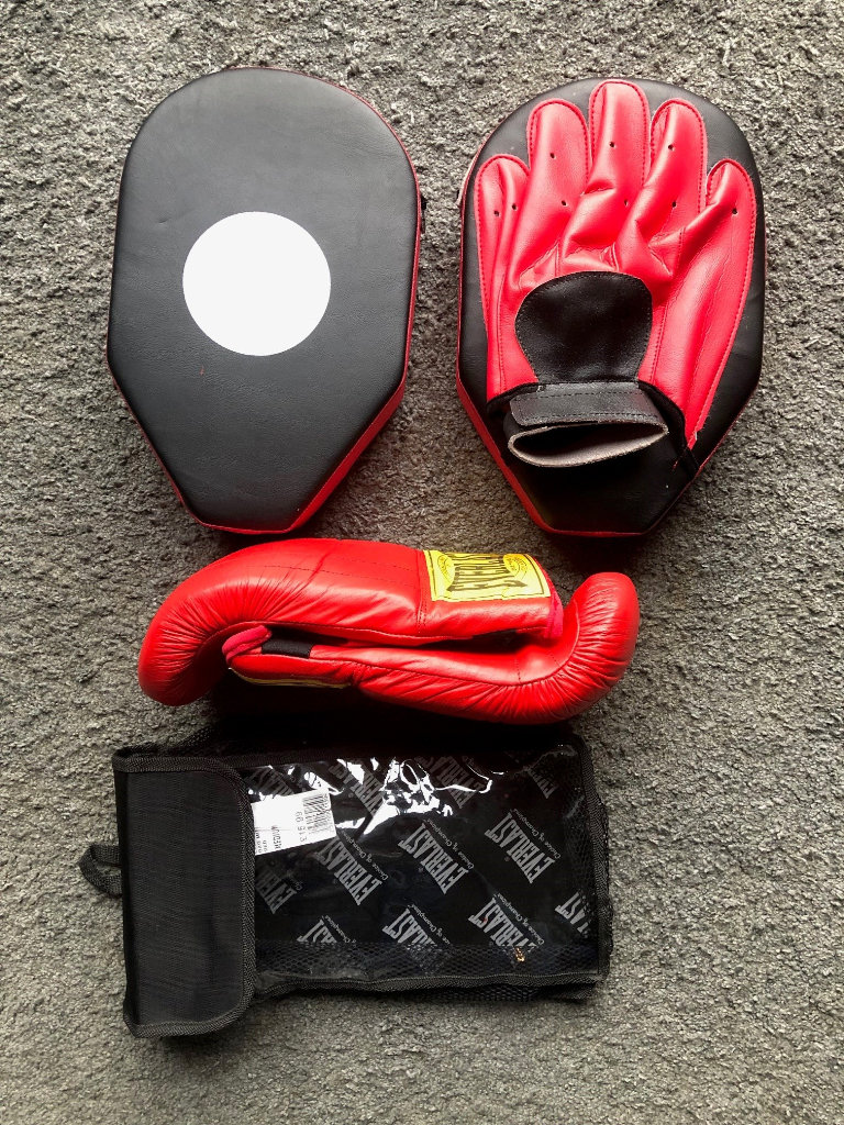 Everlast leather bag mits and sparring pads