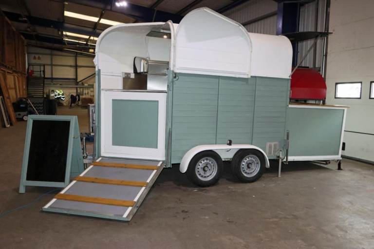 Wood fired pizza catering trailer