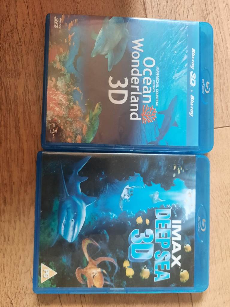 Blue ray 3D dvds for tv with 3d glasses.