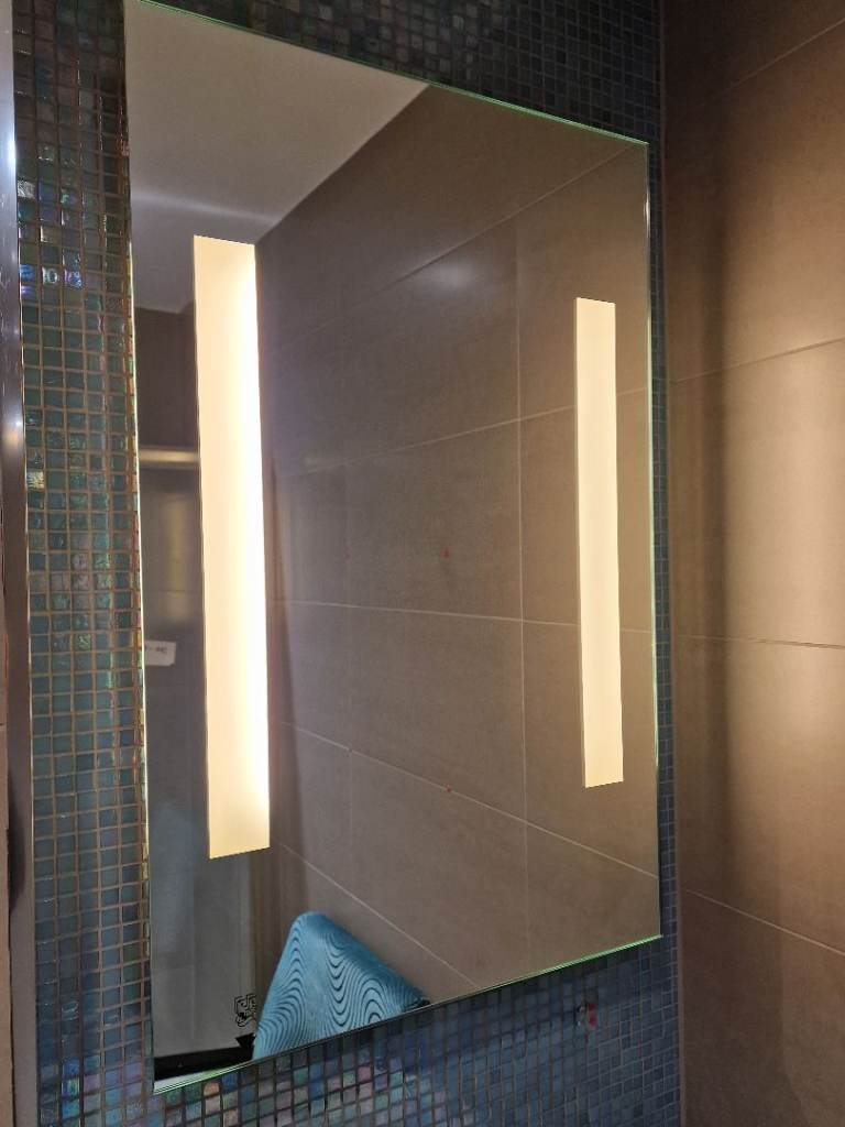 Illuminated bathroom room demist & shaver socket