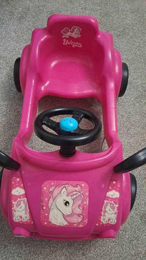 Childs unicorn pink pedal car