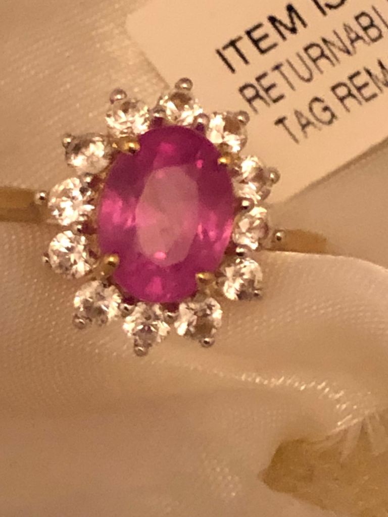 9Ct 9x7 Pink Sapphire Solitaire Ring Size O brand new 