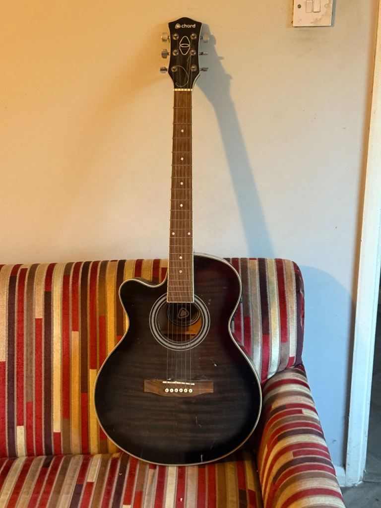 Chord Acoustic Guitar - Black, fair condition 
