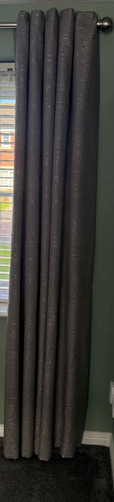 Grey Eyelet Curtains – Excellent Condition