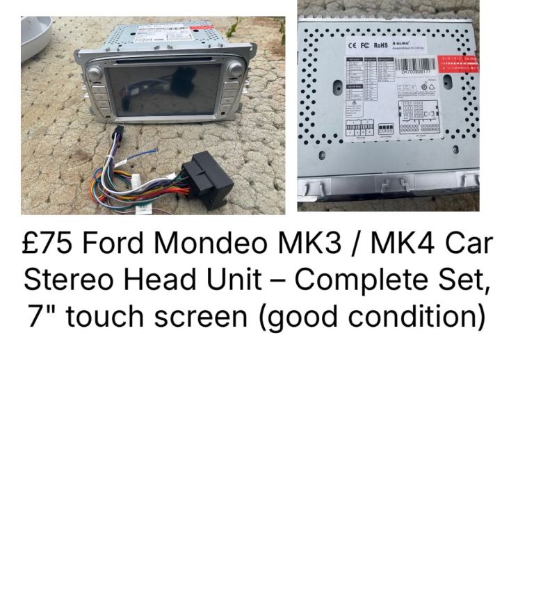 £75 Ford Mondeo MK3 / MK4 Car Stereo Head Unit – Complete Set, 7" touch screen (good condition)