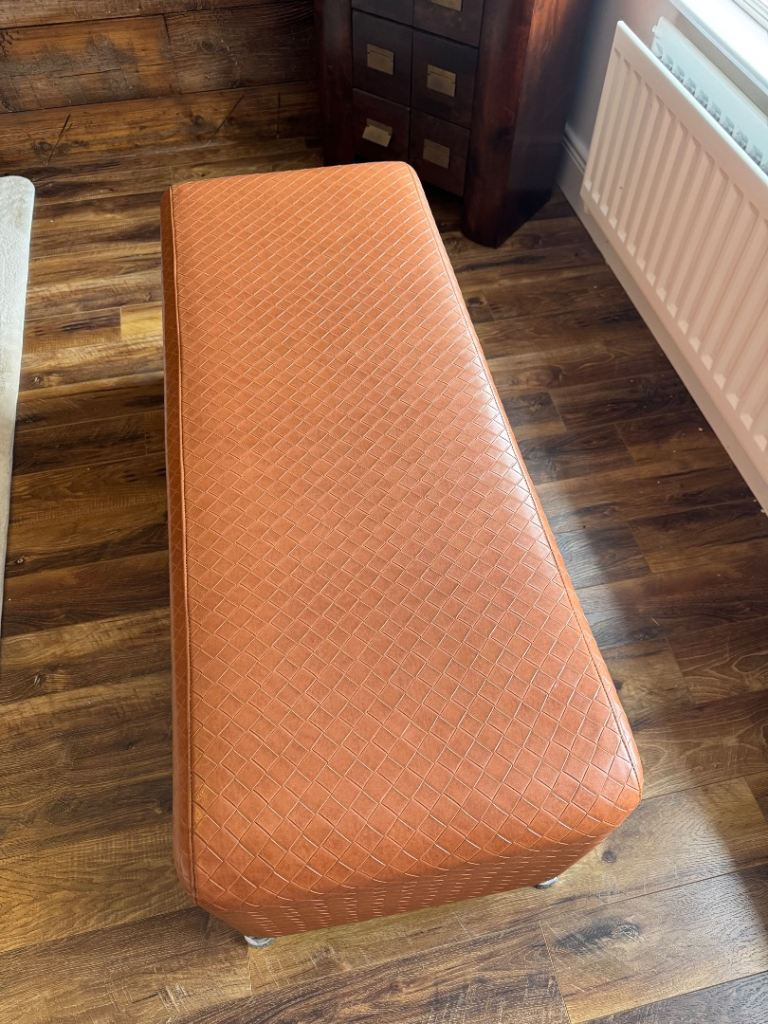 Orange Faux Leather Bench/Footstool – Good Condition