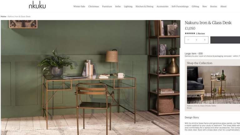 Nkuku Nakuru Iron/Glass Desk - Incredible Condition - (currently costs £1050 from the store) ONO