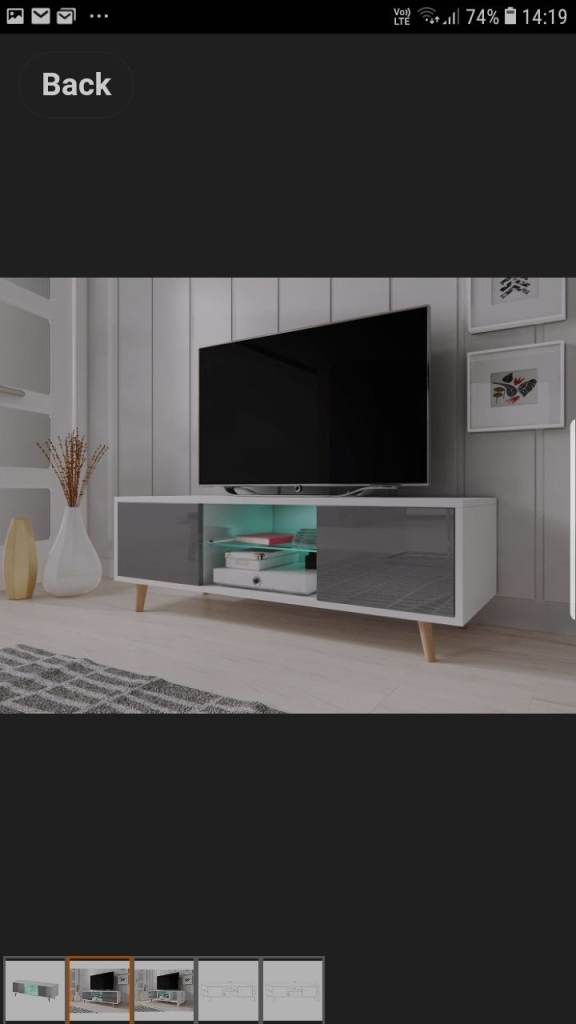 Front grey gloss doors 140cm tv unit brand new boxed 