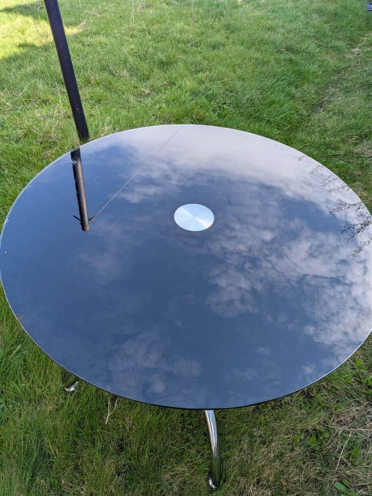 Free to good home Black Glass Dining Table and 4 chairswith Chrome Legs 