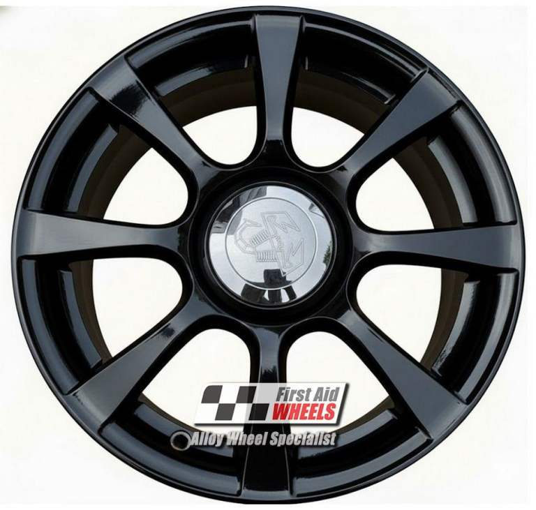 R655BG Swap FIAT 500 595 ABARTH 4X 16'' GENUINE 8 SPOKE GLOSS BLACK ALLOY WHEELS