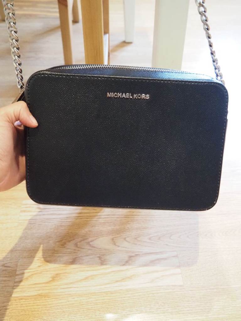 Michael Kors Black Leather Crossbody Bag – Good Condition